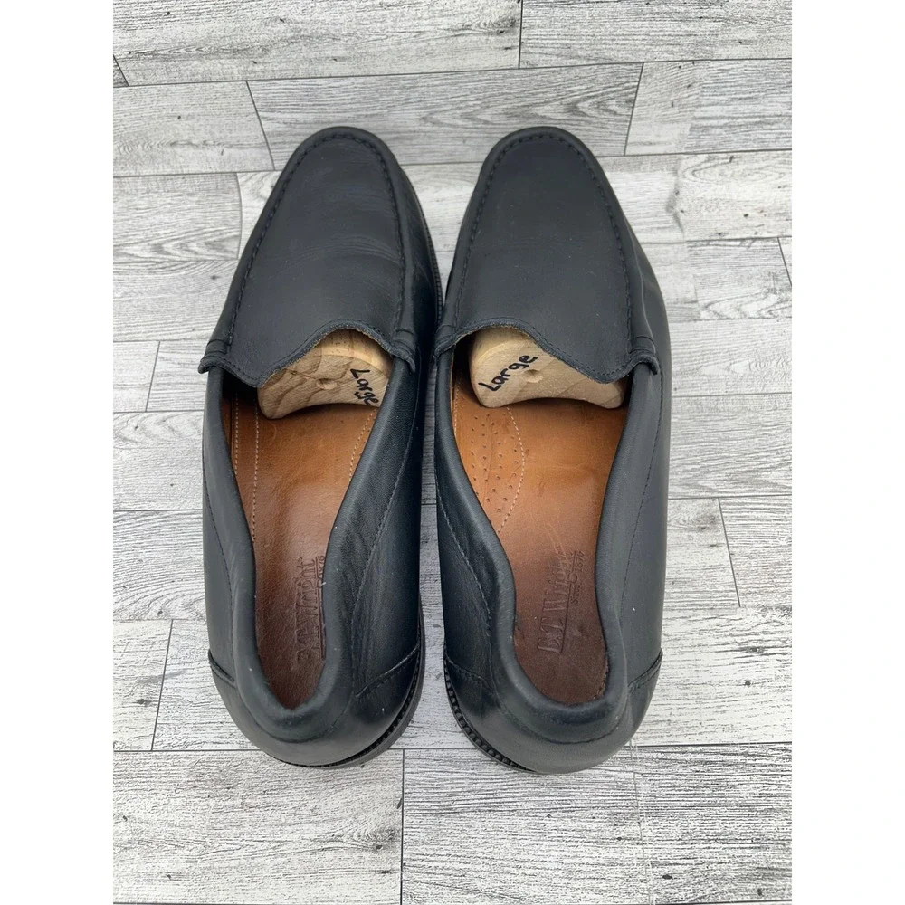 ET Wright Mens Black Leather Moc Toe Loafers Made‎ in Italy 80260 Size 14 D